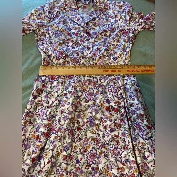 NWOT J. Peterman Size 10 Purple Floral 1947 Long Sleeve Shirt Dress - Picture 8 of 12